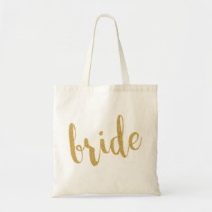Bolso De Tela Purpurina de oro Diseño de texto moderno - Novia