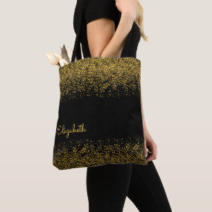 Bolso De Tela Purpurina de oro negro moderno personalizado