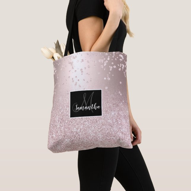 Bolso De Tela purpurina de oro Rosa brillo metálico oscuro confe (Detalle)