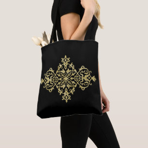 Bolso De Tela Purpurina de oro y negro