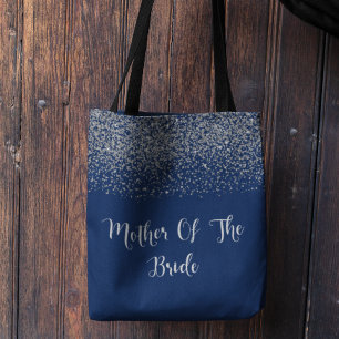 Bolso De Tela Purpurina De Plata Azul De La Marina Boda Madre De