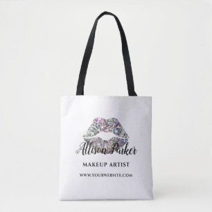 Bolso De Tela Purpurina de plata maquillaje artista Kiss negocio