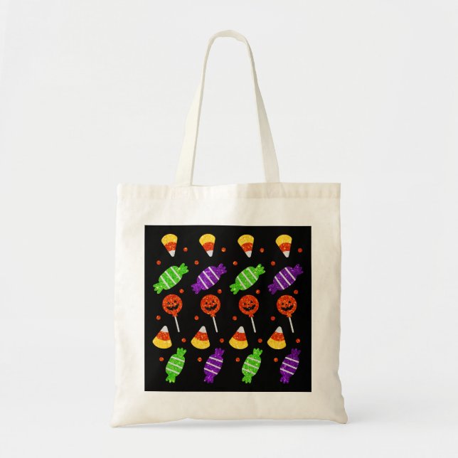 Bolso De Tela Purpurina De Trick O Trato De Halloween (Frente)