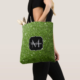 Bolso De Tela Purpurina de verde claro destellos Monograma