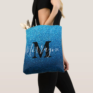 Bolso De Tela Purpurina de zafiro Ombre Sparkle Monograma metáli