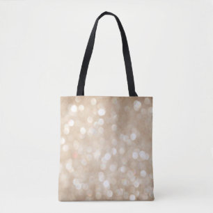 Bolso De Tela Purpurina dorado, Navidades borrosos de fondo.