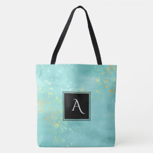 Bolso De Tela *~* Purpurina Dorado Turquoise Azul estilo Shabby