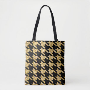 Bolso De Tela Purpurina Dorado Y De Patas Negras