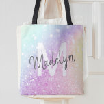 Bolso De Tela Purpurina glamoroso Holograma Bonito monogramada<br><div class="desc">Personalice fácilmente este elegante y colorido patrón de purpurina bokeh con su nombre personalizado y/o monograma.</div>