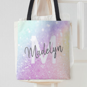 Bolso De Tela Purpurina glamoroso Holograma Bonito monogramada