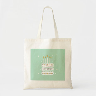 Bolso De Tela Purpurina Gold Pastel Ilustracion Torta de Cumplea