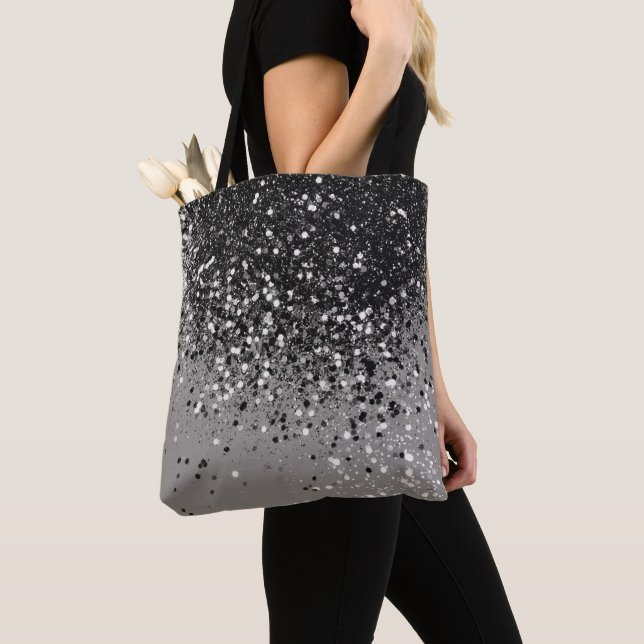 Bolso De Tela Purpurina gris plateado #1 #brillante (Detalle)