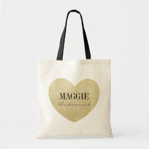 Bolso De Tela Purpurina-Imprimir forma de corazón Bridesmaid per