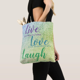 Bolso De Tela Purpurina Inspire Live Love Lauder Blue Green Purp