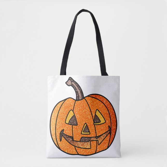 Bolso De Tela Purpurina Jack O'Lantern (Anverso)
