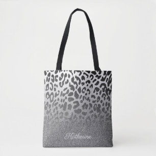 Bolso De Tela Purpurina Leopard Print