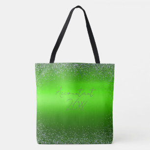 Bolso De Tela Purpurina Metalizado cepillado verde Monograma sim