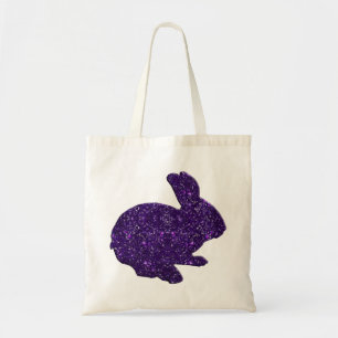 Bolso De Tela Purpurina morado Silhouette Easter Bunny Tote Bag