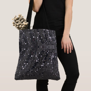 Bolso De Tela Purpurina negro metálico moda moderna personalizad