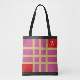 Bolso De Tela Purpurina negro rosado dorado Personalizado de mod
