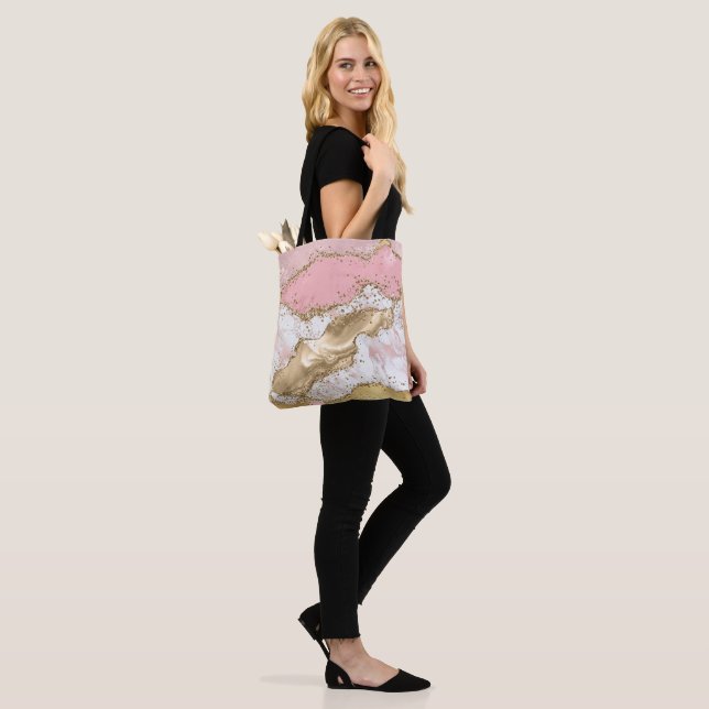 Bolso De Tela Purpurina Oro de Mármol Blanco Rosa (Puesto)