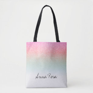 Bolso De Tela *~* Purpurina Pastel Rosa