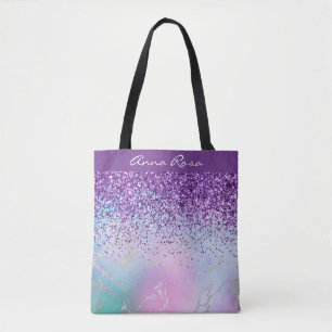 Bolso De Tela *~* Purpurina púrpura Pastel Mármol con oro