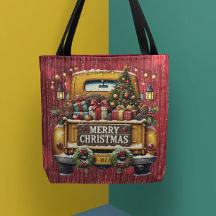 Bolso De Tela Purpurina Rojo Deslumbrante Con Camión Vintage Ama