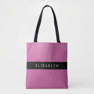 Bolso De Tela Purpurina rosa, fondo Purpurina, nombre