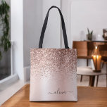 Bolso De Tela Purpurina rosa rosa rosa dorado Rubor rosa elegant<br><div class="desc">Oro rosa rosa y Purpurina Rubor de imitación rosada Esparkle y goteo de acero inoxidable metálico Relieve metalizado elegante bolsa de libros monograma. Esta Bolsa de Libros puede ser personalizada para incluir su nombre inicial y de pila y entregarse como regalo para Navidades, Dulce 16 Cumpleaños, Ducha de Novias o...</div>