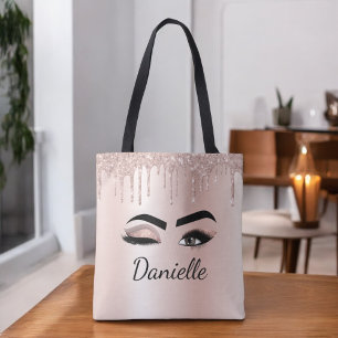 Bolso De Tela Purpurina rosa Rubor Sparkle Eyelashes Monograma