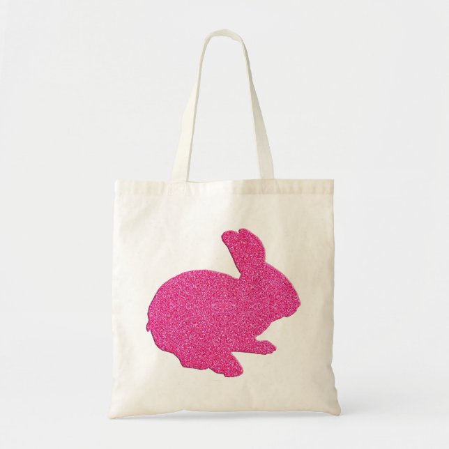 Bolso De Tela Purpurina rosa Silhouette Easter Bunny Tote Bag (Frente)