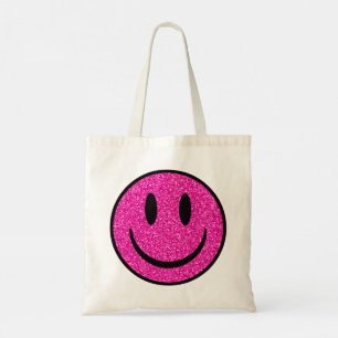 Bolso De Tela Purpurina rosa sonríe cara