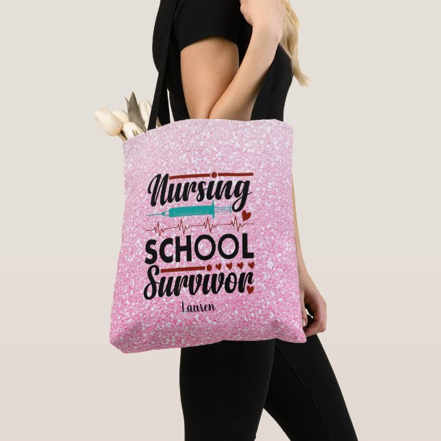 Bolso De Tela Purpurina rosa superviviente de enfermera estudian (Detalle)