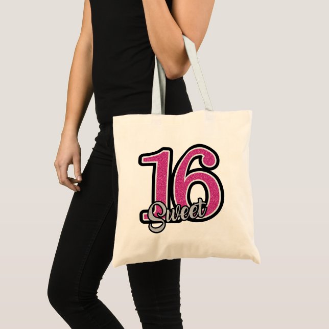 Bolso De Tela Purpurina Rosa Y Gris (Anverso (producto))