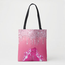 Bolso De Tela Purpurina rosado Drip Tote Bag
