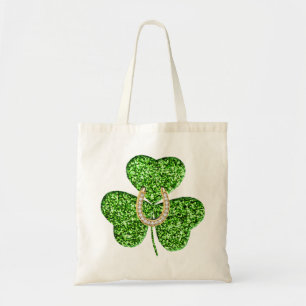 Bolso De Tela Purpurina Shamrock Y Horseshoe Tote Bag