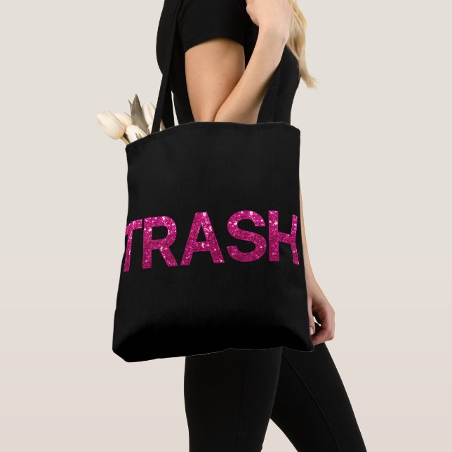 Bolso De Tela Purpurina Trash Hot Pink (Detalle)