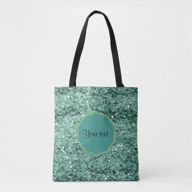 Bolso De Tela Purpurina verde azulado brillante (Anverso)