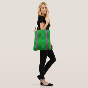 Bolso De Tela purpurina verde rosa Glitz Tote Sororidad!