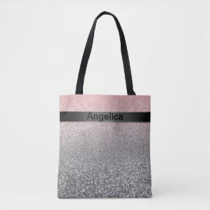 Bolso De Tela Purpurina vintage monograma personalizado brillo r