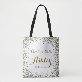 Bolso De Tela Purpurinas de Confetti de Team Bride Gold