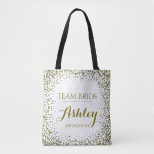 Bolso De Tela Purpurinas de Confetti de Team Bride Gold