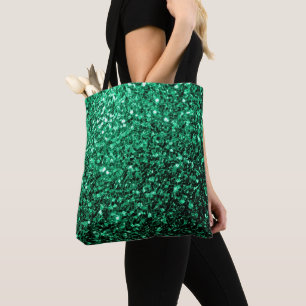 Bolso De Tela Purpurinas de imitación de Emerald Green brillan