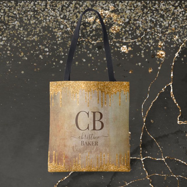 Bolso De Tela Purpurinas de oro con toque rústico personalizado (Subido por el creador)