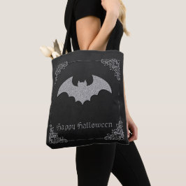 Bolso De Tela Purpurinoso Bat Halloween