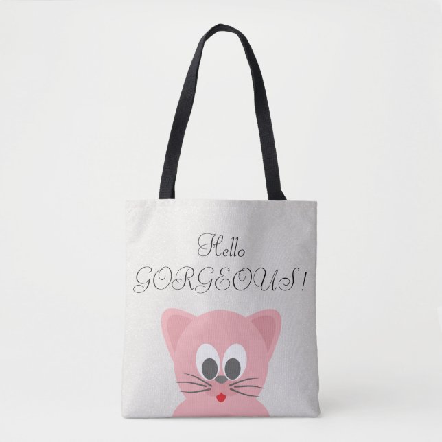 Bolso De Tela Purpurinoso de Gato caprichoso y caprichoso (Anverso)
