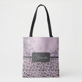 Bolso De Tela Purpurinoso de leopardo rosa de mármol de Rubor pe
