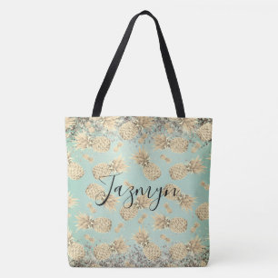 Bolso De Tela Purpurinoso divertido Golden Pineapples Tote Bag