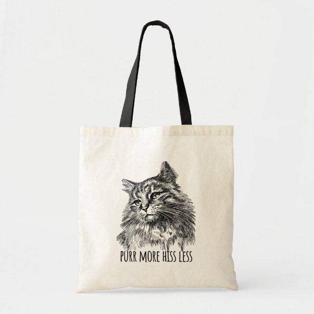 Bolso De Tela Purr More Hiss Less Pretty Kitty (Frente)